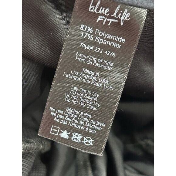 Blue Life Fit Womens Garter Leggings Elastic Waist Sheer Mesh Panel Black Size S - Picture 5 of 7